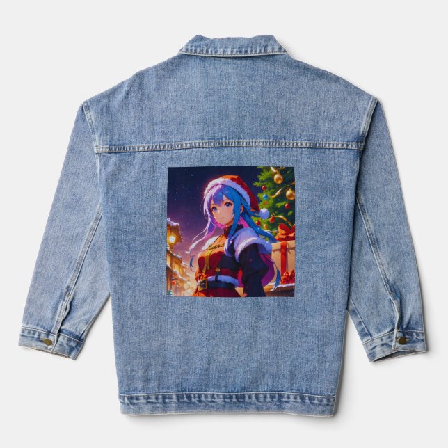 En Jean Jolie Veste Denim Anime Girl Winter (Verso)