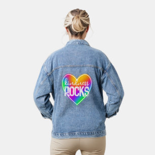 En Jean Kindness Rocks Rainbow Heart Femme Denim Veste
