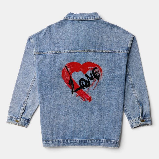 En Jean Love Coeur Denim Veste (Verso)