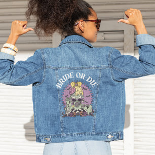 En Jean Mariée Ou Mort Drôle Mariée Fête Denim Veste