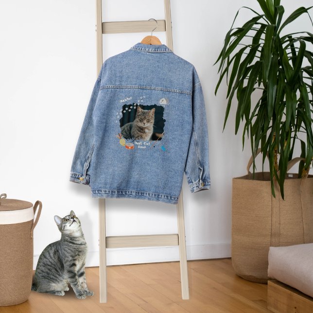 En Jean Meilleur chat Jamais Photo Denim Veste (Créateur téléchargé)