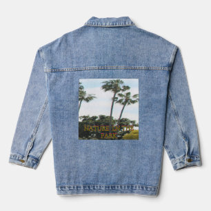 En Jean Palmiers Tropicaux Ciel Bleu Veste Été Élégante