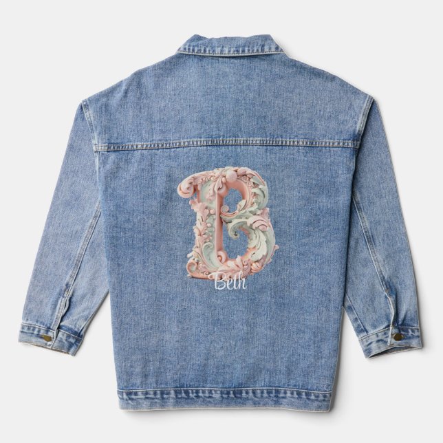 En Jean Pastel Baroque Initial 'B' Denim Veste (Verso)