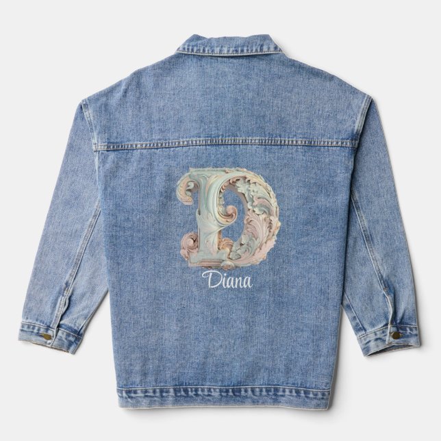 En Jean Pastel Baroque Initial 'D' Denim Veste (Verso)