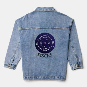 En Jean Pisces Zodiac Signet Design Denim Veste