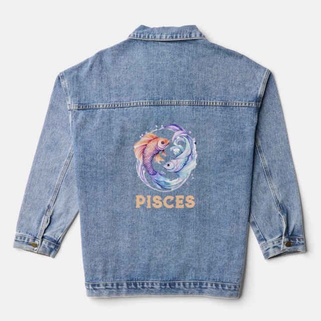 En Jean Pisces Zodiac - Veste Denim pour femmes (Verso)