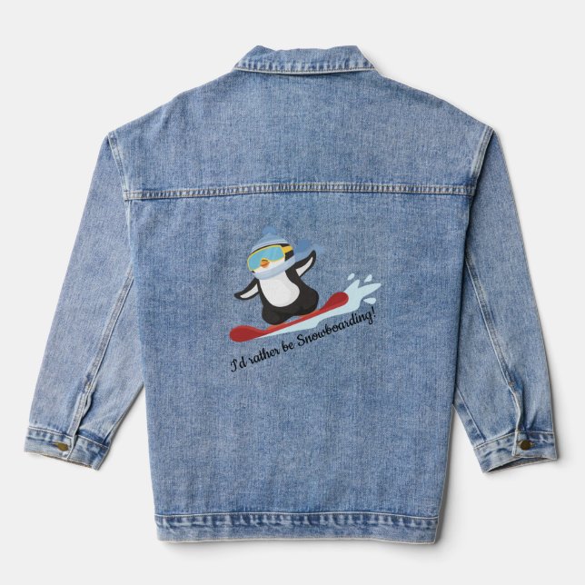 En Jean Snowboard Penguin Design Denim Veste (Verso)