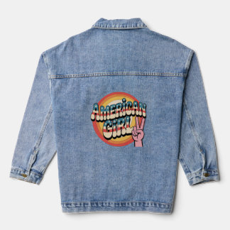 En Jean T-Shirt, veste de fille américaine,