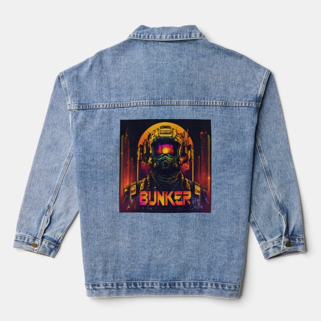 En Jean Tech Rebel : Veste Cyberpunk Denim par BUNKER TOP  (Verso)