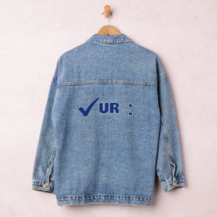 En Jean Vérifiez Votre COLON Veste Lettres Bleues
