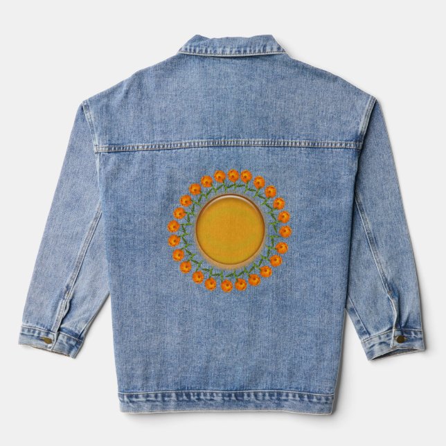 En Jean Veste - Calendula et disque orange (Verso)