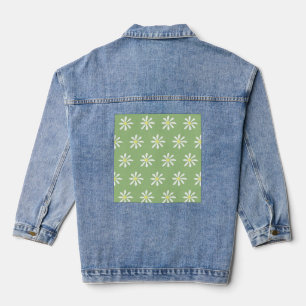 En Jean Veste Dainty Daisy Denim (Sage Green & White)