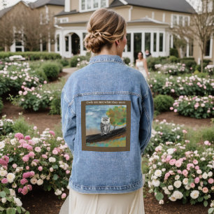 En Jean Veste de denim imprimé de hibou saisonnier