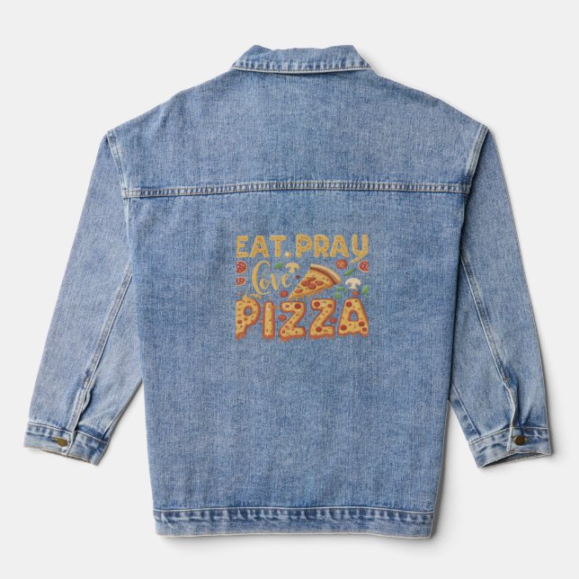 En Jean Veste Denim Alimentaire Drôle - Pizza (Verso)