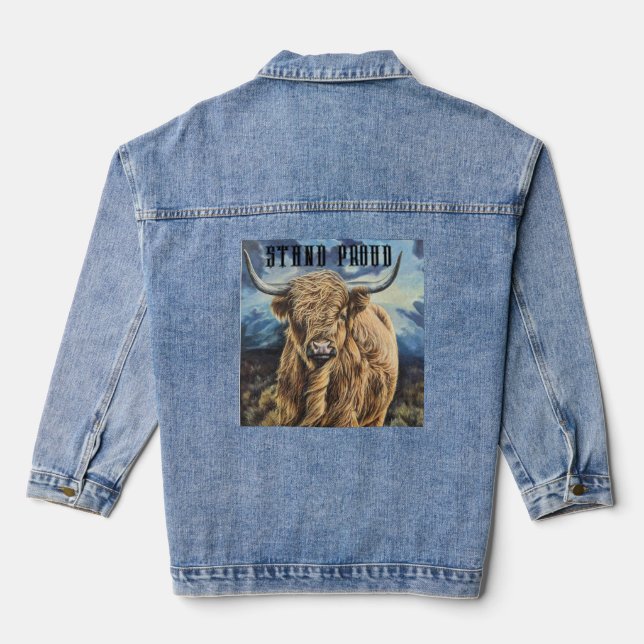 En Jean Veste Denim Avec Highland Bull (Verso)