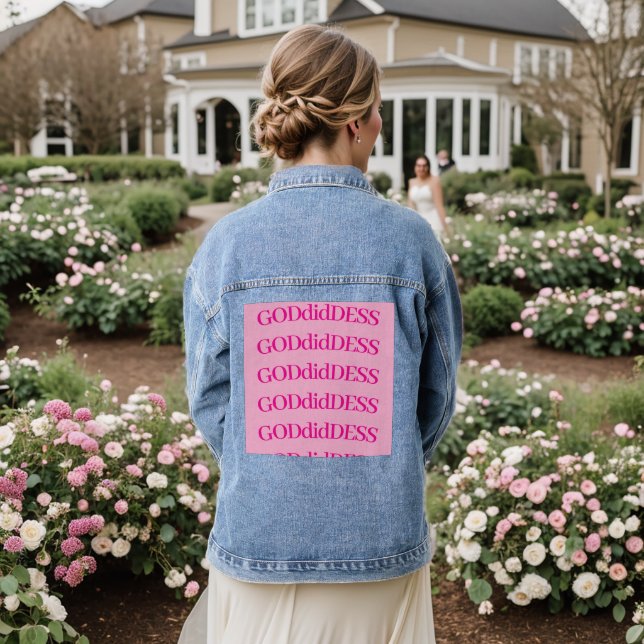 En Jean Veste Denim avec lettres Pink GODdidDESS (Mariage Retour)