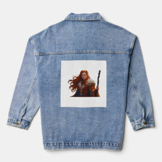 En Jean Veste Denim avec une rousse