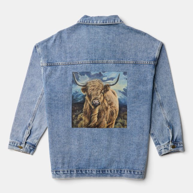 En Jean Veste Denim avec une vache à haute altitude (Verso)