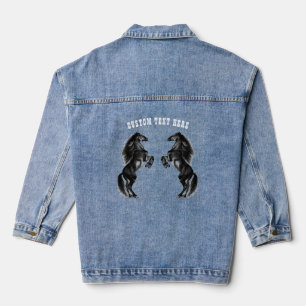 En Jean Veste Denim Black Horse avec texte personnalisé