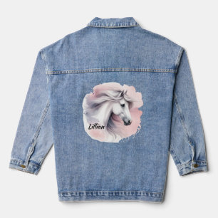 En Jean Veste Denim Cheval Blanc Personnalisée