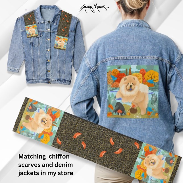 En Jean Veste Denim CHOW & BLUEBIRDS (Check out my store for matching chiffon scarvs to go with your denim jacket.  2 sizes available)