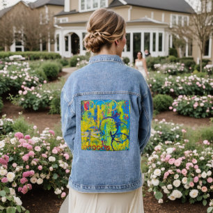 En Jean Veste Denim de libellule d'art Abstrait