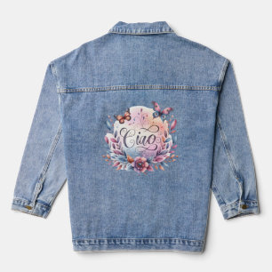 En Jean Veste Denim de papillon d'aquarelle Ciao