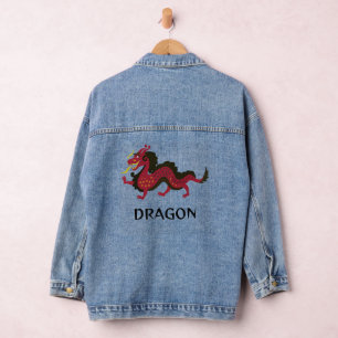 En Jean Veste Denim Design Dragon