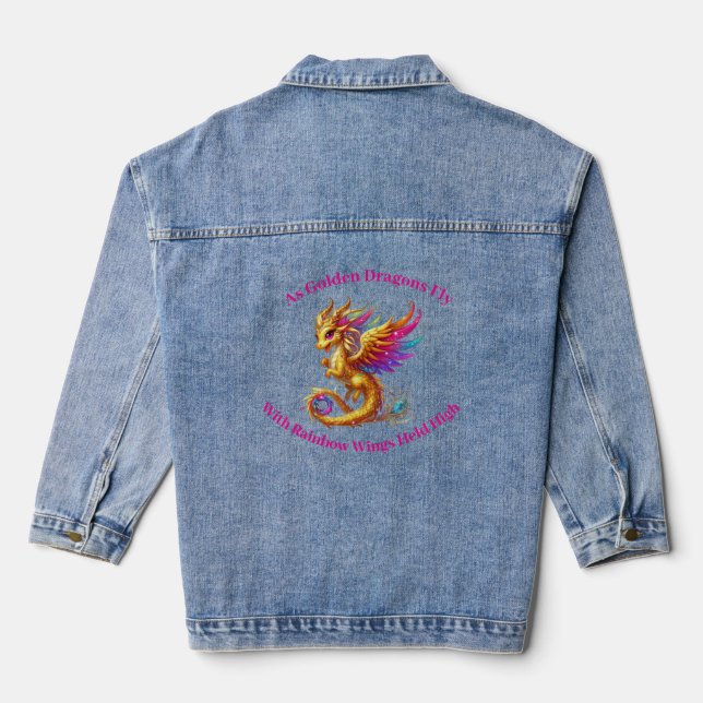 En Jean Veste Denim Dragon Doré (Verso)