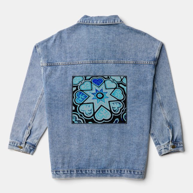 En Jean Veste Denim Electric Blue Hearts & Stars (Verso)