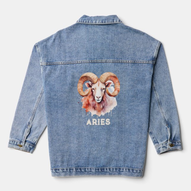 En Jean Veste Denim féminin Aries Zodiac (Verso)