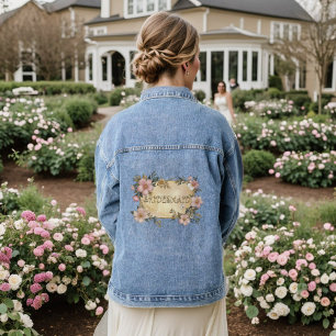 En Jean Veste Denim, femme de ménage de cadre florale