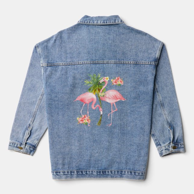 En Jean Veste Denim Femme Flamant rose (Verso)