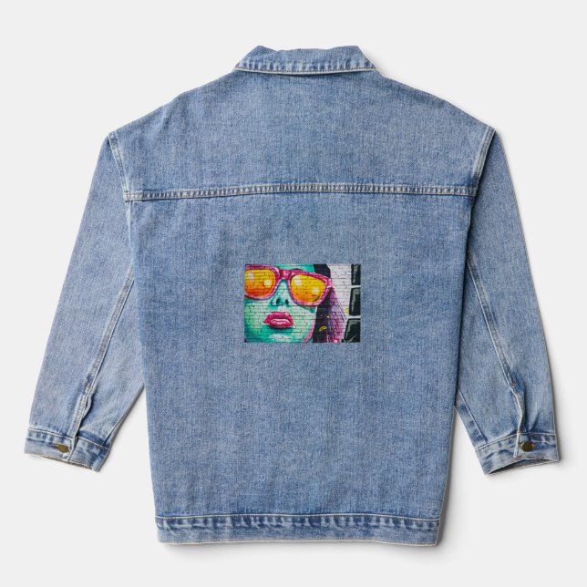 En Jean Veste Denim Femme Personnalisée (Jean Jacket), Den (Verso)