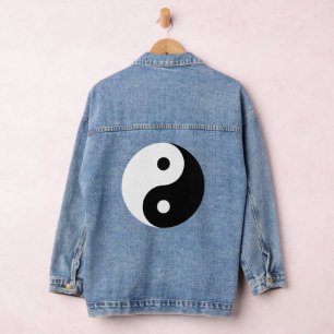 En Jean Veste denim logo Yin Yang noir et blanc