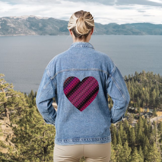 En Jean Veste Denim Motif Hot Rose Abstraite (Créateur téléchargé)