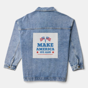 En Jean Veste Denim Patriotique 'Faites voter l'Amérique à