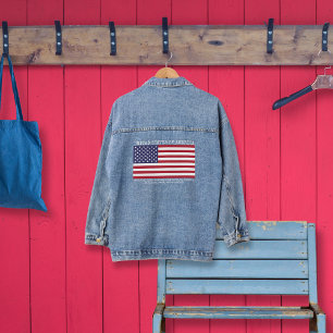 En Jean Veste Denim personnalisée American Flag
