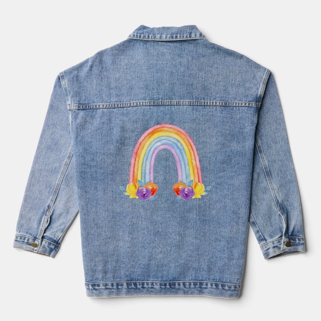 En Jean Veste Denim pour femmes arc-en-ciel (Verso)