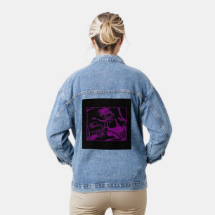 En Jean Veste denim pour femmes noires pourpres de Biker C