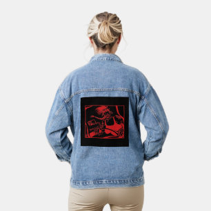 En Jean Veste denim pour femmes noires rouges de Chick