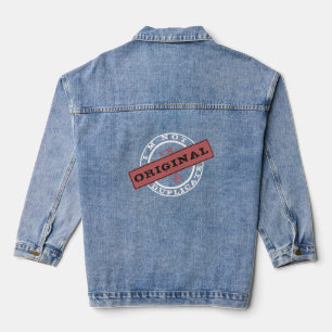 En Jean Veste Denim Texte de timbre créatif