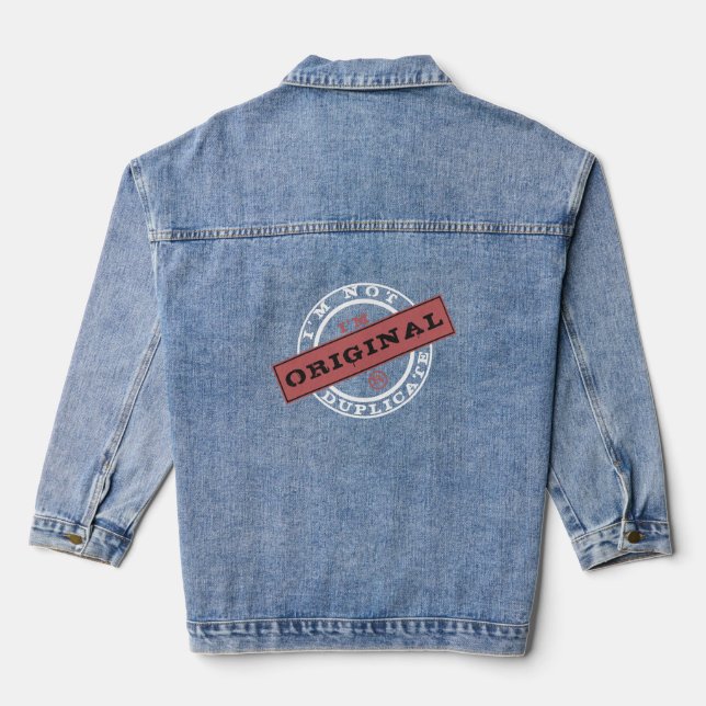 En Jean Veste Denim Texte de timbre créatif (Verso)