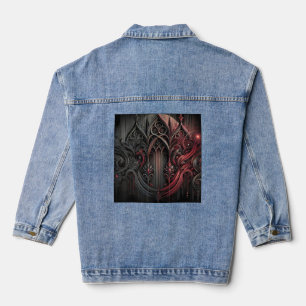 En Jean Veste gothique rouge et noire Denim