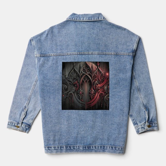 En Jean Veste gothique rouge et noire Denim (Verso)