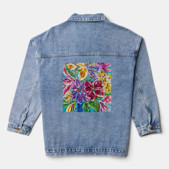 En Jean Veste Jeans nuptiale florale (Verso)