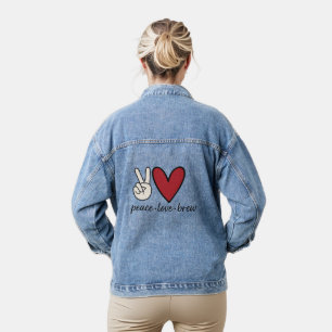 En Jean Veste pour femmes Peace Love Brew Retro Coffee Vib