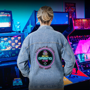 En Jean Veste Retro Gaming Club Round Denim
