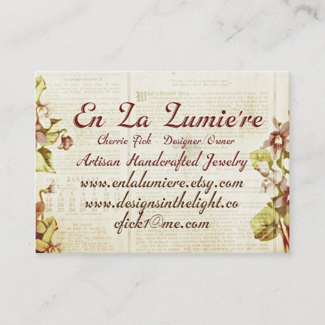 En La Lumiere carte de visite en septembre 2012 (Devant)