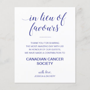 En Lieu Et Place De Faveurs Charité Dons Mariage B